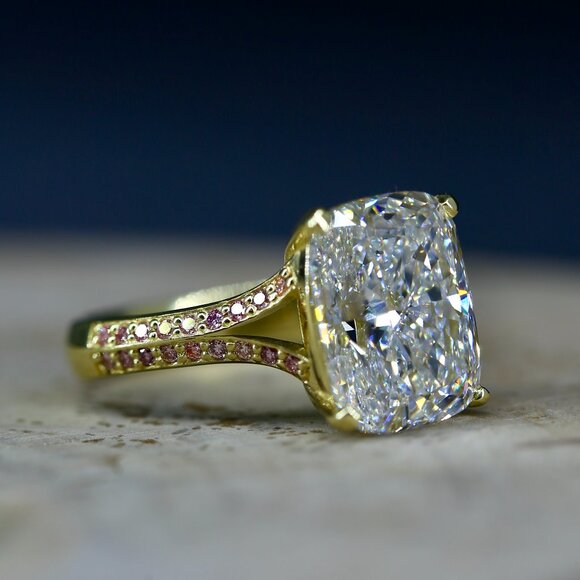 5.54 Carat Cushion Lab Grown Certified Diamond Ring - Picture 1 of 8